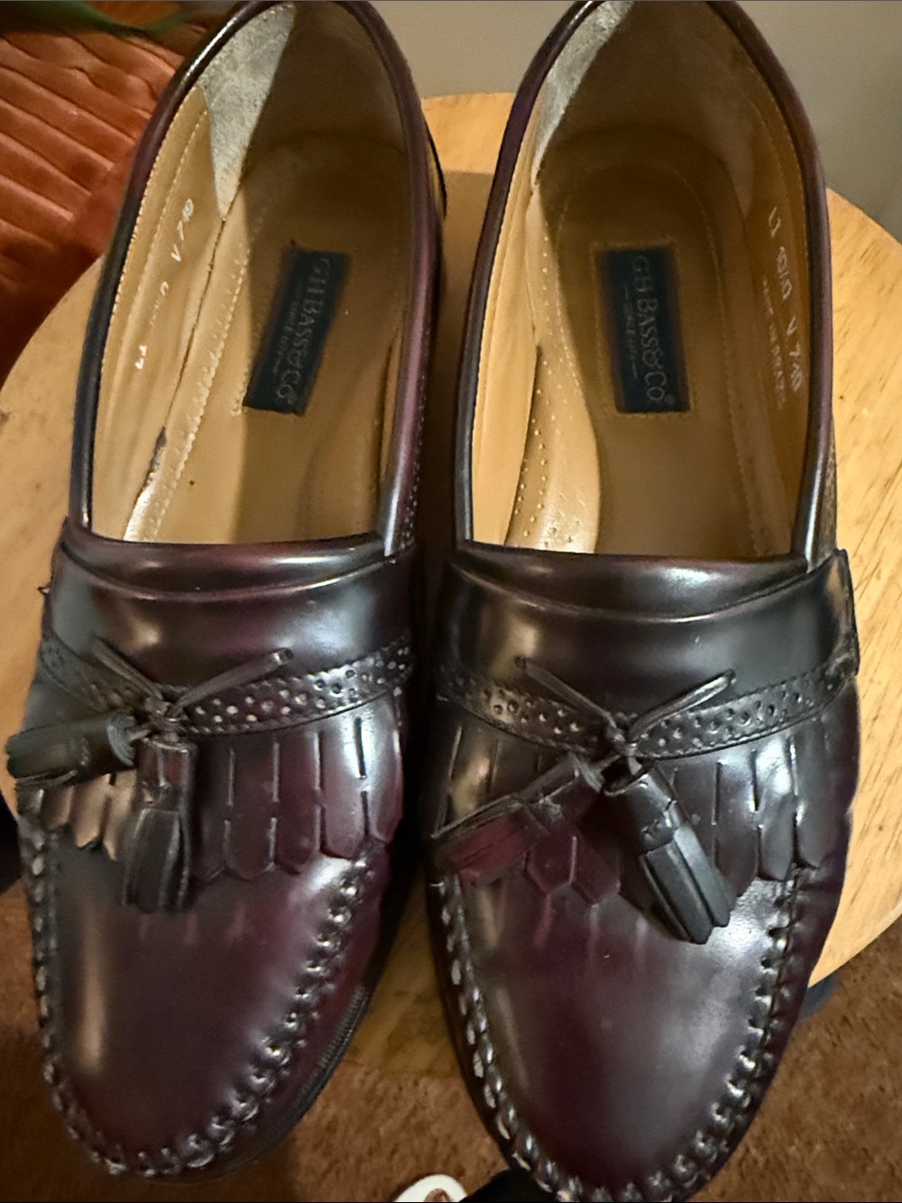 Men’s Shoes G.H. Bass & Co. Burgundy Leather Tassel Slip-On Loafers